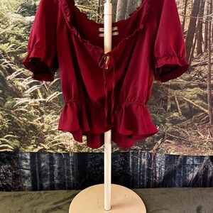 Urban Outfitters Burgundy Peplum Top